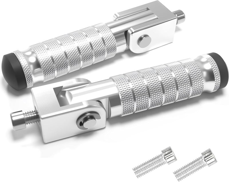 VUOZIP M8 Universal CNC Motorcycle Foot Pegs Degree Foldable Bike Pegs Aluminum Fit Electric Car Motorbike Scooter Mini Bike Ebike Dirt Bike Go Kart Honda Yamaha Suzuki Aprilia Super73 (Silver, Type A) - Image 1